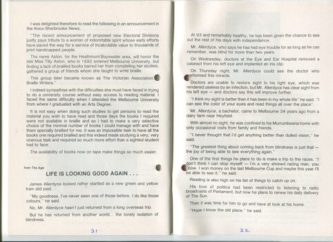 Tribute to Tilly Aston by Mrs Gration and article on James Allerdyce