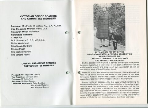 List of Office Bearers and Mrs Gration’s report