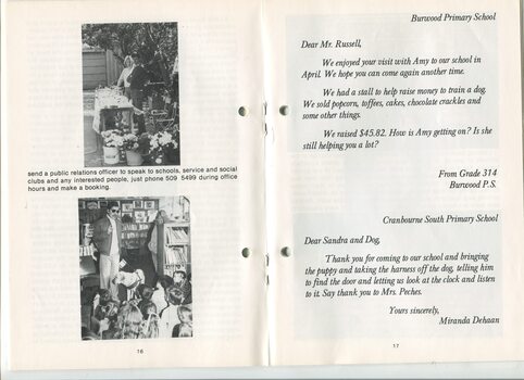 Annual President’s Report from Mrs Phyllis Gration and letters of thanks from schools