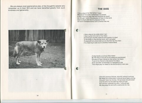 Minutes from the Annual General Meeting in Queensland and poem 'The Dog' by Edgar A Guest