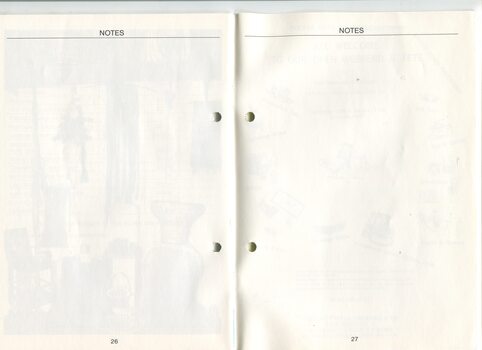 Blank pages with heading of Notes at top