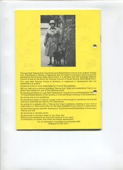 Ways to help Seeing Eye Dog School and photo of Phyllis Gration 