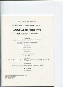 Listing of office bearers and Patron