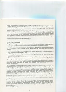 Report on the Occupational Therapy service provided at the centre