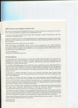 Report on the Orientation and Mobility and Physiotherapy services provided