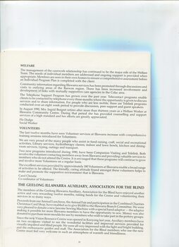 Report on the Welfare Service, Volunteer program and Illawarra Auxiliary
