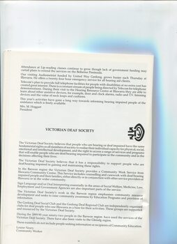 Report from Service Agency: Victorian Deaf Society