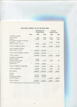 Balance sheet as at 30 June 1990