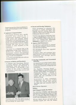 Manager's report of activities and service reports and image of Margaret Hambling and Andrew Wright