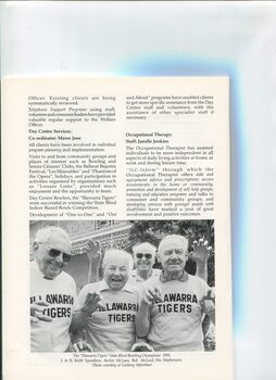 Manager's report of activities and service reports and image of Keith Spendlove, Archie McLean, Bob McLeod, Hec Stephenson