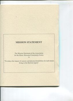 Mission statement of the Centre: To reduce the impact of sensory and physical disabilities for individuals living in the Barwon region