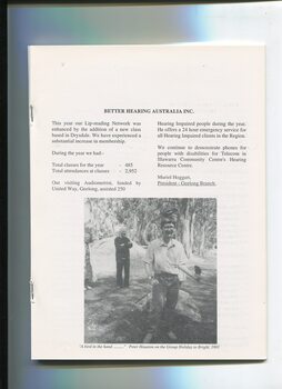 Report from Service Agency: Better Hearing Australia and image of Peter Houston in Bright