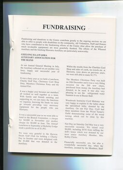 Overview of Fundraising undertaken by the Geelong Illawarra Auxiliary