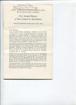 President's report thanking those who assisted
