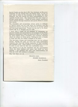 President's report thanking those who assisted