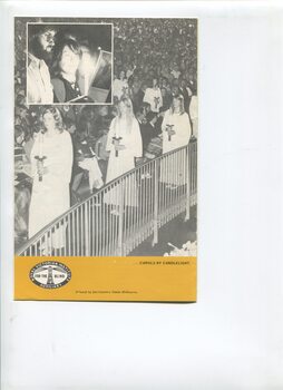 Torch bearers at Carols by Candlelight and close up of man and woman holding a candle and looking at the program