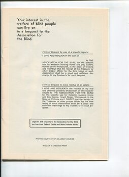 Information on how to give a bequest or legacy to the AFB