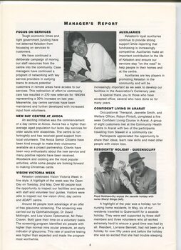 Manager's report with images of Terry Fraser and Floyd Goldsworthy with Sheryl Slingo