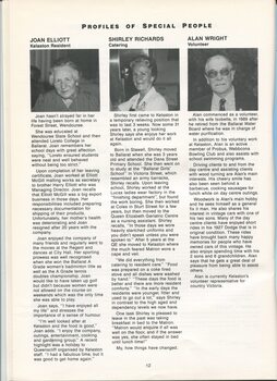 Portrait and profile of Joan Elliott, Shirley Richards and Alan Wright