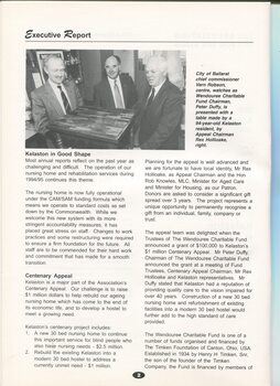 Executive report with images of Vern Robson, Peter Duffy and Rex Hollioake