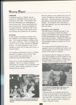 Nursing report with images of Win Morcombe, Eileen Newell, Collette Mann and Richard Farrar
