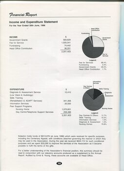 Income and Expenditure statement with pie charts