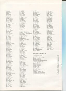 Century Club members and donors over $250 and Foundation Grants