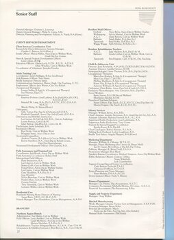 Listing of senior staff in divisions and offices