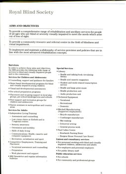 Aims and Objectives of RBS and Services provided