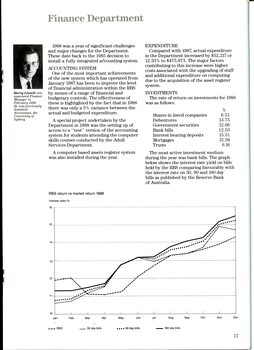 Update on financial department with image of Harry Linsell and graph showing RBS return vs market return rate