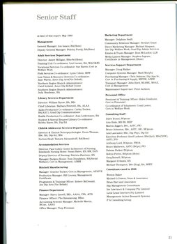 Listing of senior staff in various areas