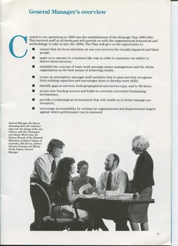 General Manager's report with image of Jon Isaacs, Sue Thompson, Janine Horne, Bill Byrne and Felicity Purdy
