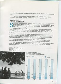 General Manager's report with image of people watching and doing tai chi at Enfield and bar graph on spending