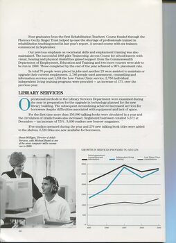 General Manager's report with image of Janett Milligan and Michael Bassil with graph showing growth in adult services