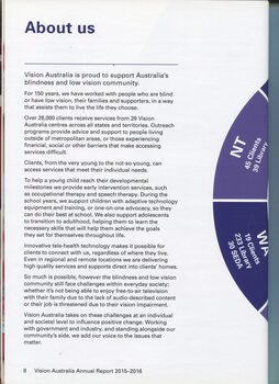 About Us section with information on how Vision Australia can assist