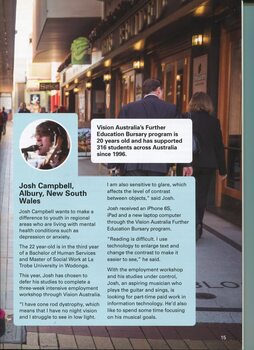 Profile of musician Josh Campbell and picture of laneway between Commonwealth Bank and The Bended Elbow