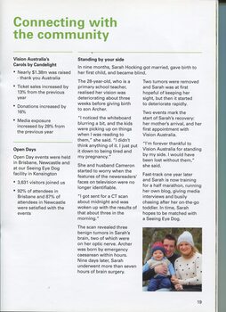 Connecting with community and profile of Sarah Hocking and image of Sarah, Cameron and Archer