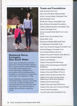 Profile and image of Mackenzie Savva with mum Tanya and Listing of Trusts and Foundations