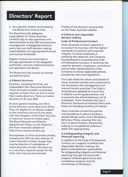 Corporate Governance information including board structure