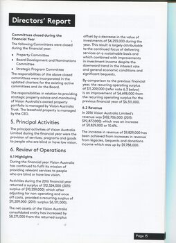 Corporate Governance information including principal activities and review of operations