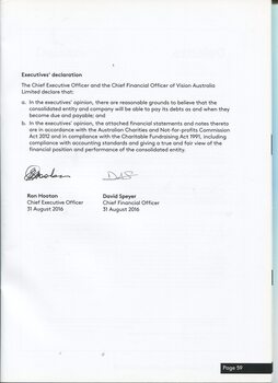 Executives' Declaration and signatures