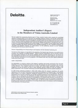 Independent Auditor's Report to Members of Vision Australia Limited