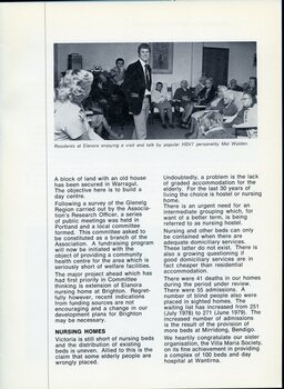 President’s report with image of Mal Walden visiting residents at Elanora