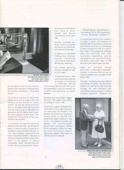 General Managers report with image of Allan Stewart delivering a talking book machine to a female recipient