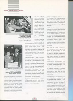 General Managers report with images of Janine Eyles and Helen Lloyd in raffled car and Warren O'Rourke presenting cheque to Jon Isaacs