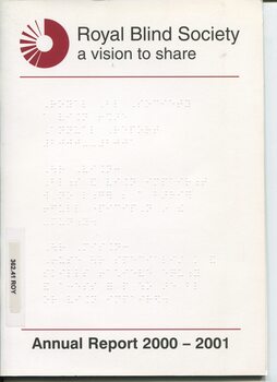 White cover with black text and braille