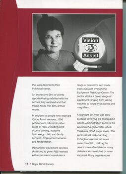 Overview of Vision Assist and portrait of woman holding light with Vision Assist logo in centre