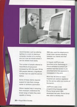 Overview of Vision Works program and image of woman using a computer