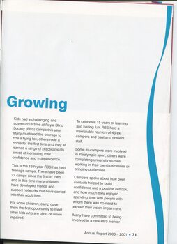 Overview of camps run by RBS for kids and teenagers