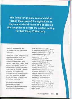 Overview of camps run by RBS for kids and teenagers